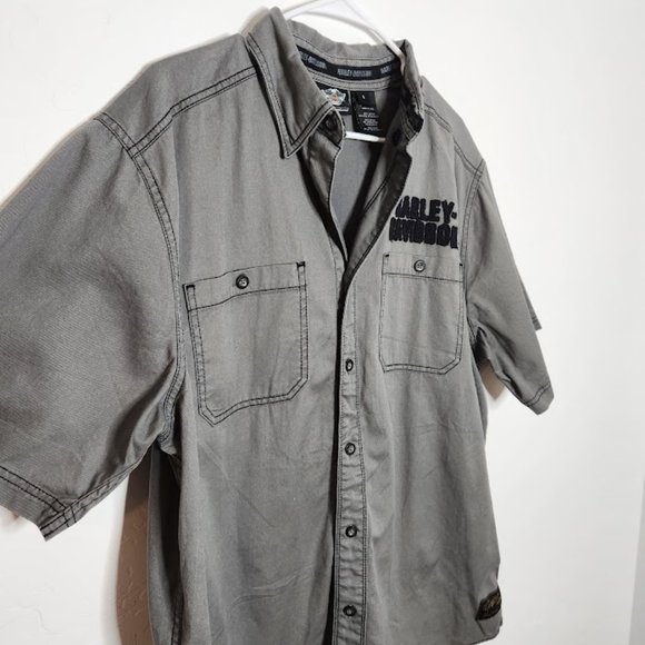 Harley Davidson Men's S/S Button-down Shirt Size Large - Picture 2 of 7